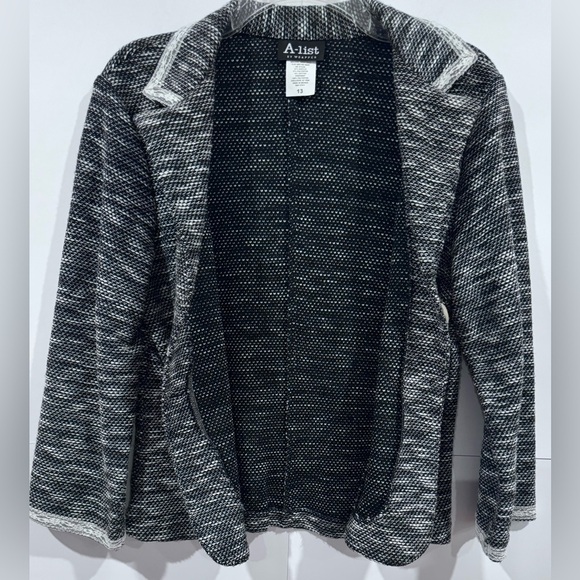 Y2K Knit Blazer Cardigan Lace Trim Fitted Vintage Style Black White Small Medium - Picture 9 of 11